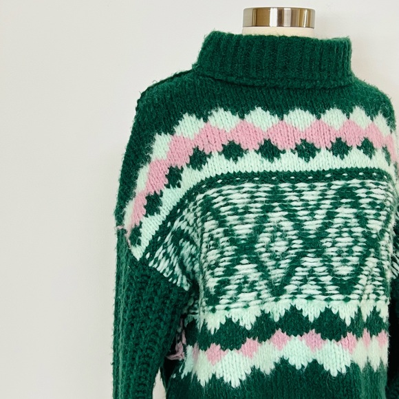 FREE PEOPLE Alpine Pullover Mock Neck Sweater in Green - Picture 6 of 6